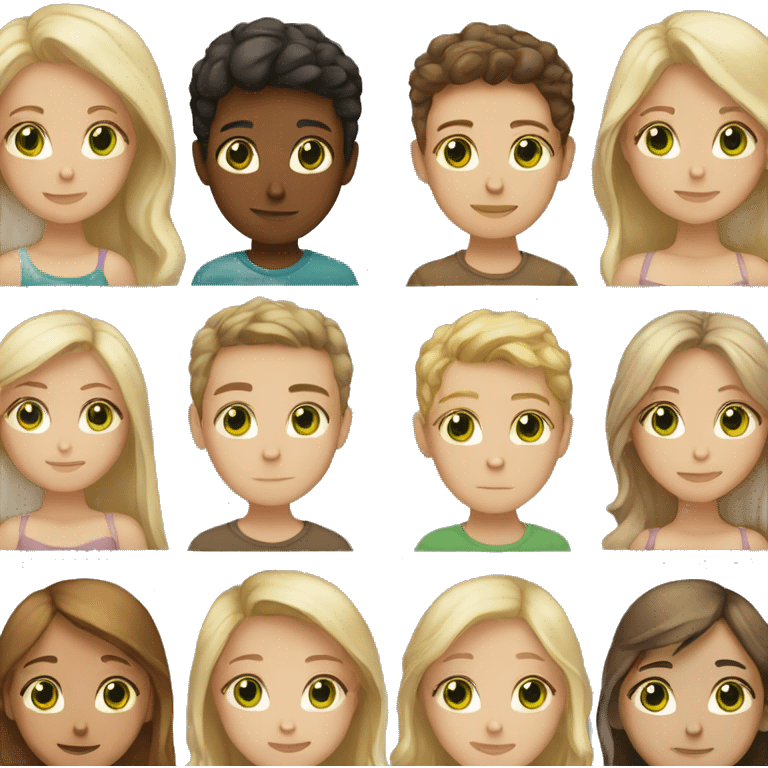 Boy with brown eyes and brown hair girl with green eyes and blonde hair  emoji