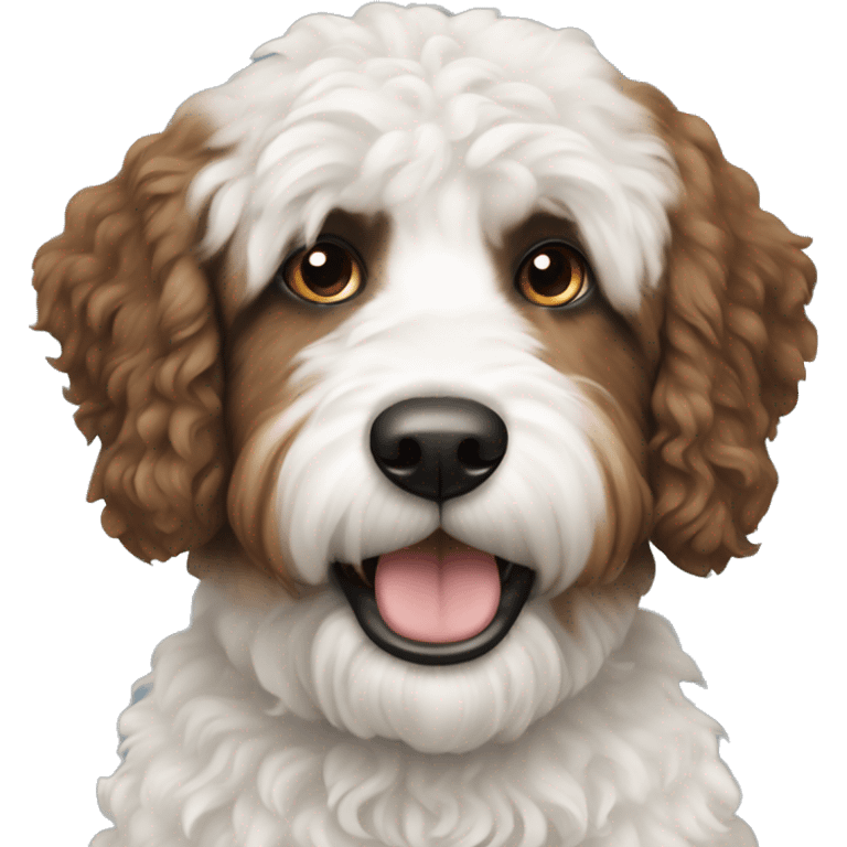 black, white and brown bernadoodle dog  emoji