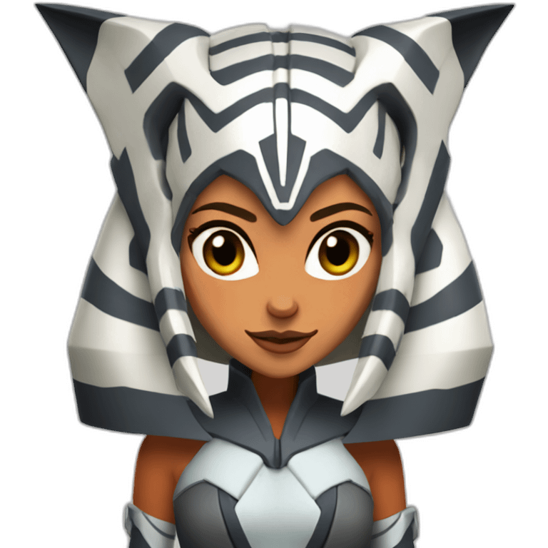 Sexy Ahsoka Tano (portrait, front facing, Apple iOS 17 style) small horns emoji