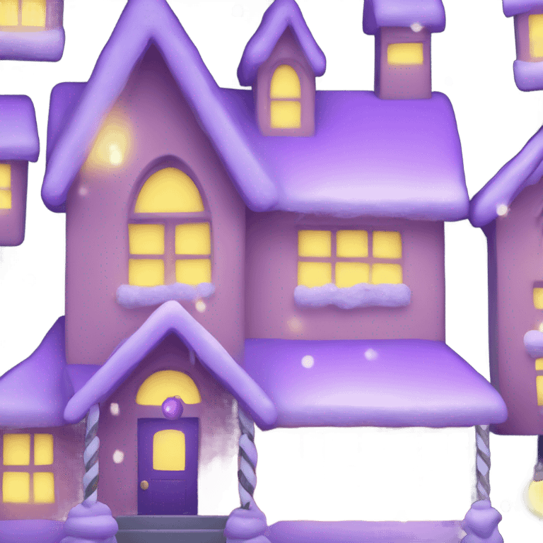 christmas house with lights on and garland light purple emoji