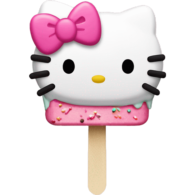 Hello kitty popsicle with pink frosting and sprinkles  emoji