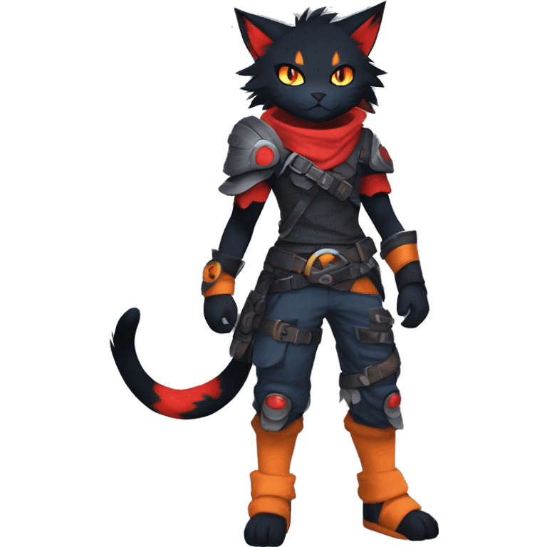 Edgy Shy Anthro Warrior cool pretty dark Litten-Pokémon-cat-fursona-animal techwear emoji