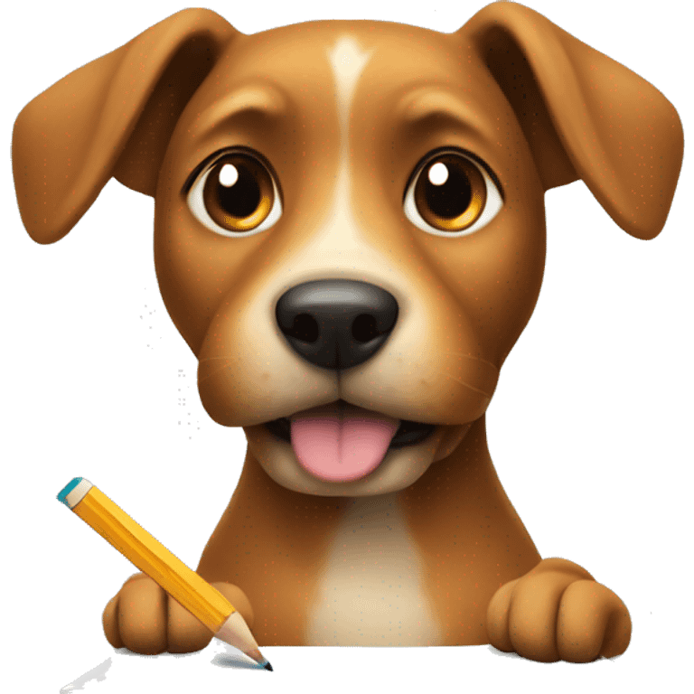 dog writing with a pencil emoji