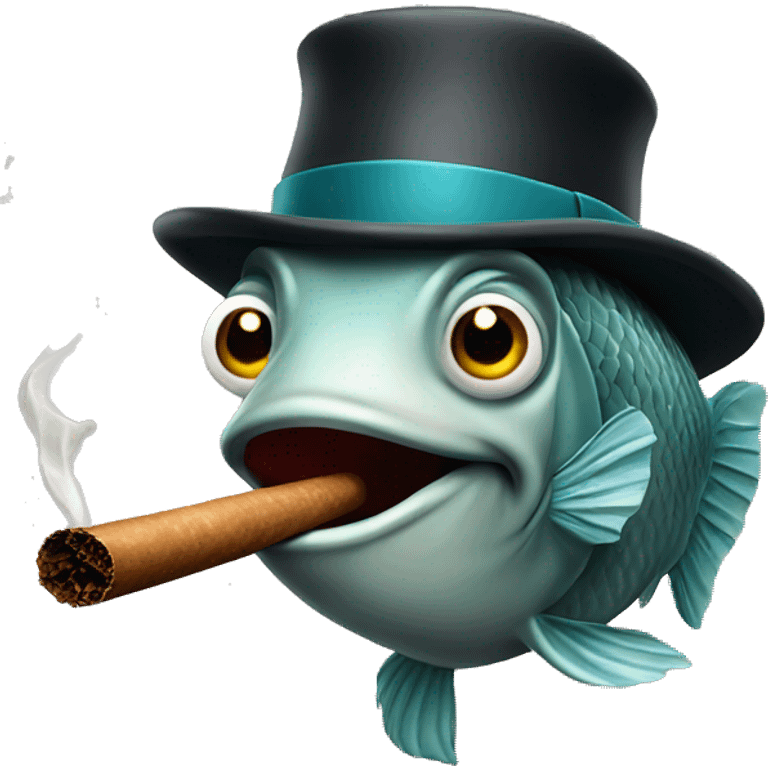 fish smoking cigar with hat emoji