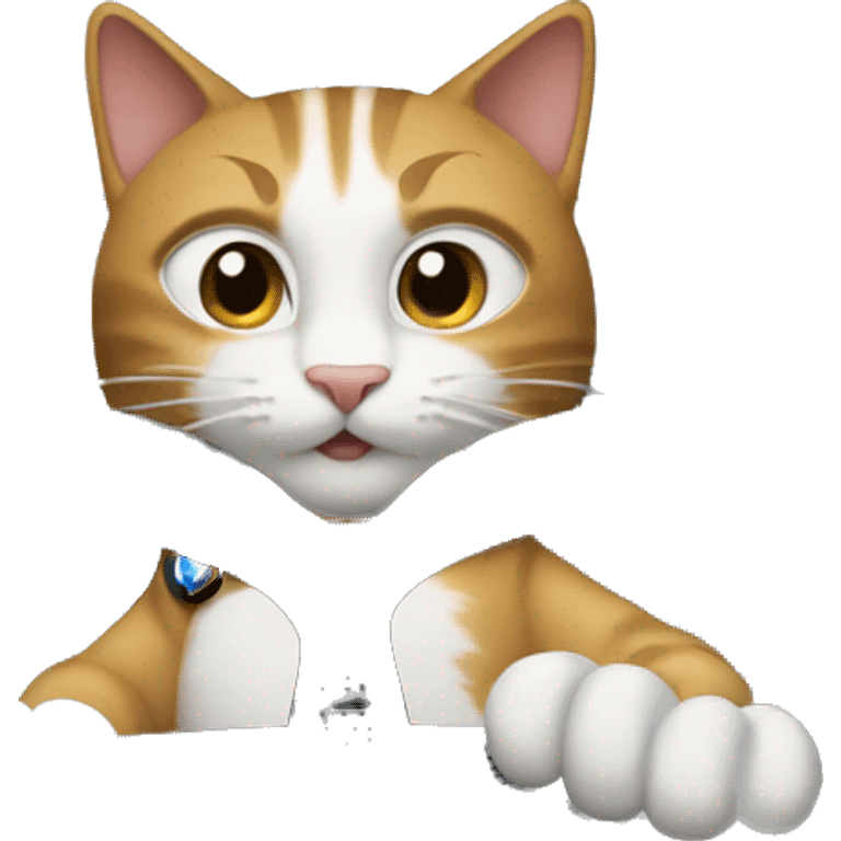 Cat driving  in a BMW-branded vehicle emoji