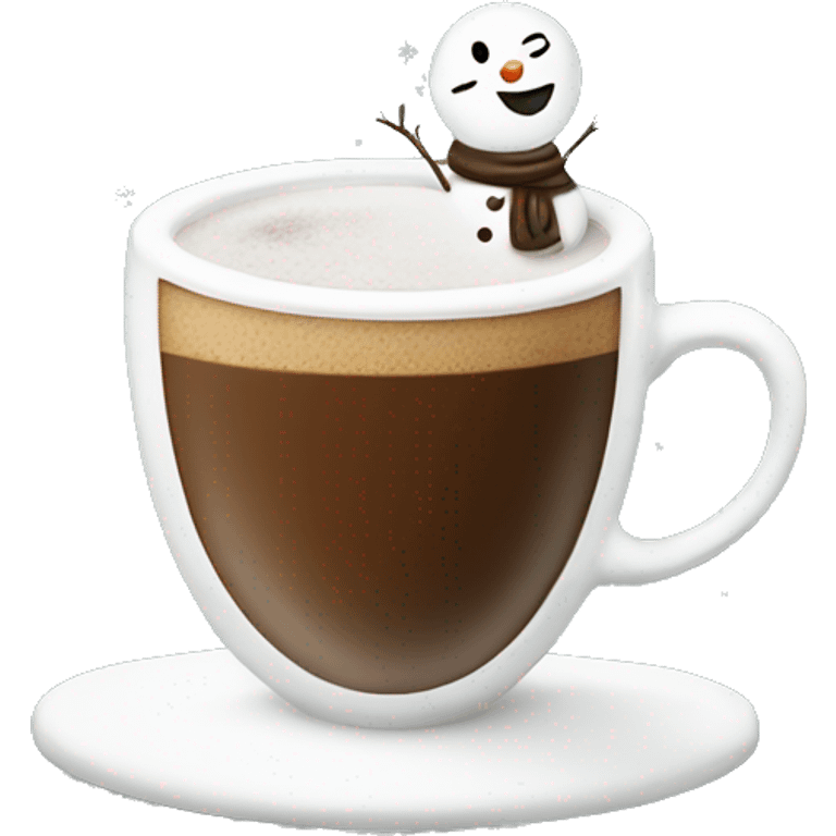 Cup of coffe that has a snow man drawn on the actual coffee  emoji