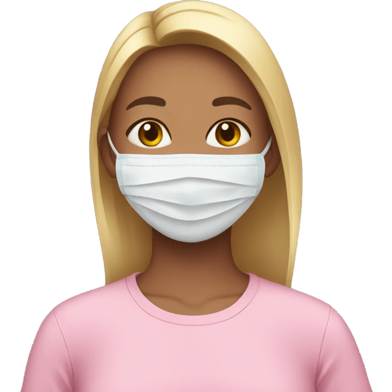 girl wearing face mask pink shirt  emoji