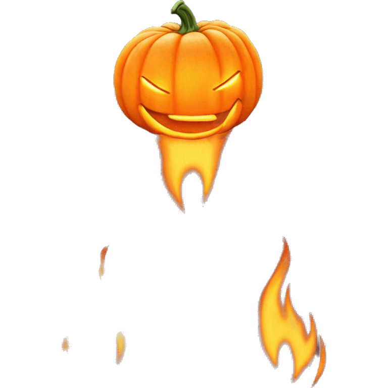 big orange pumpkin man with his hair on fire emoji