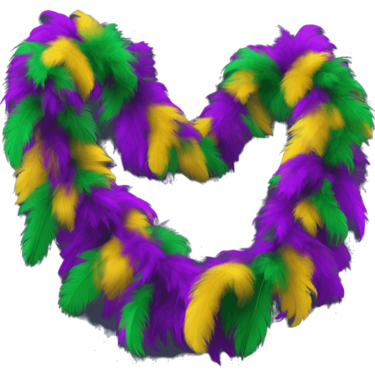 Realistic isolated single stretched out mardi gras color feather boa. emoji