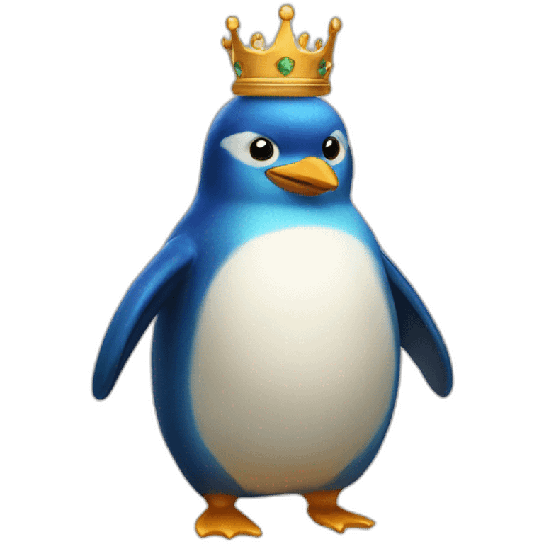 kawaï blue pudgy penguin wearing a golden crown emoji