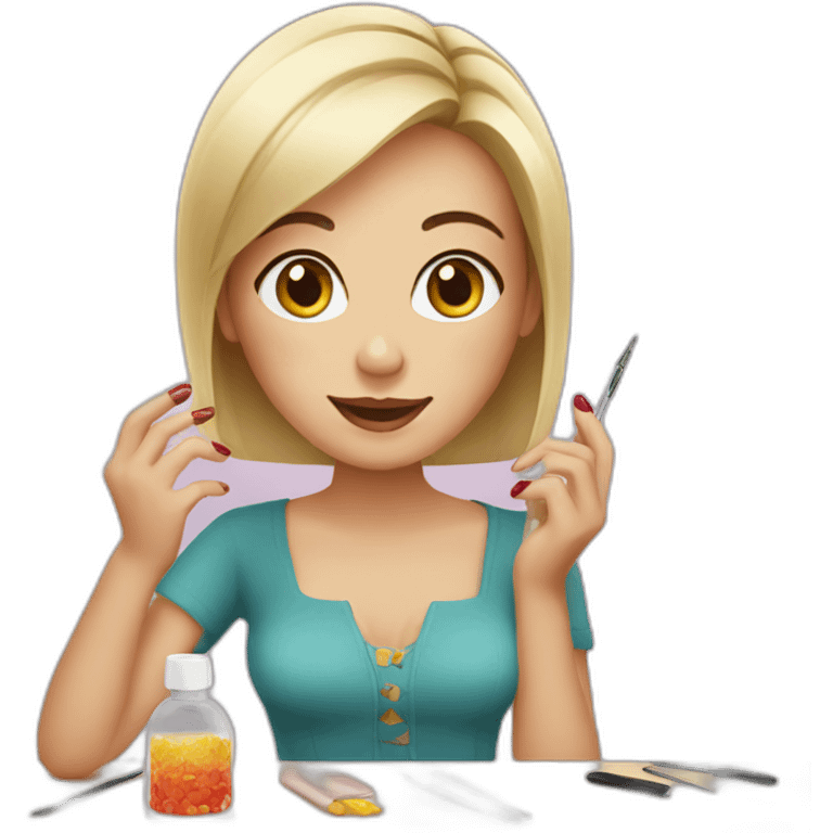 European woman makes a manicure  emoji