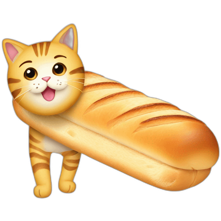 Baguette on cat emoji