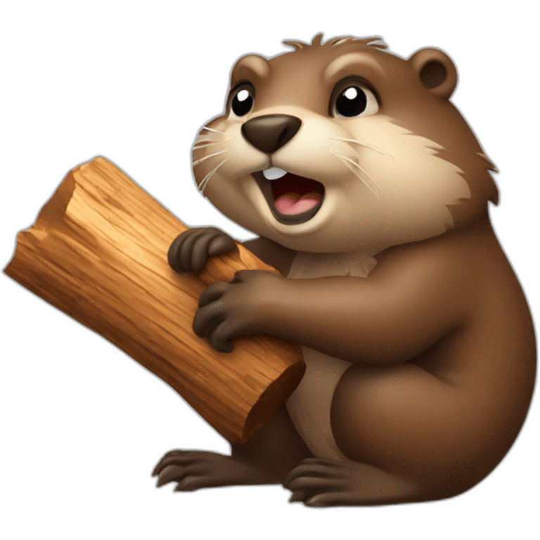 Beaver biting wood emoji