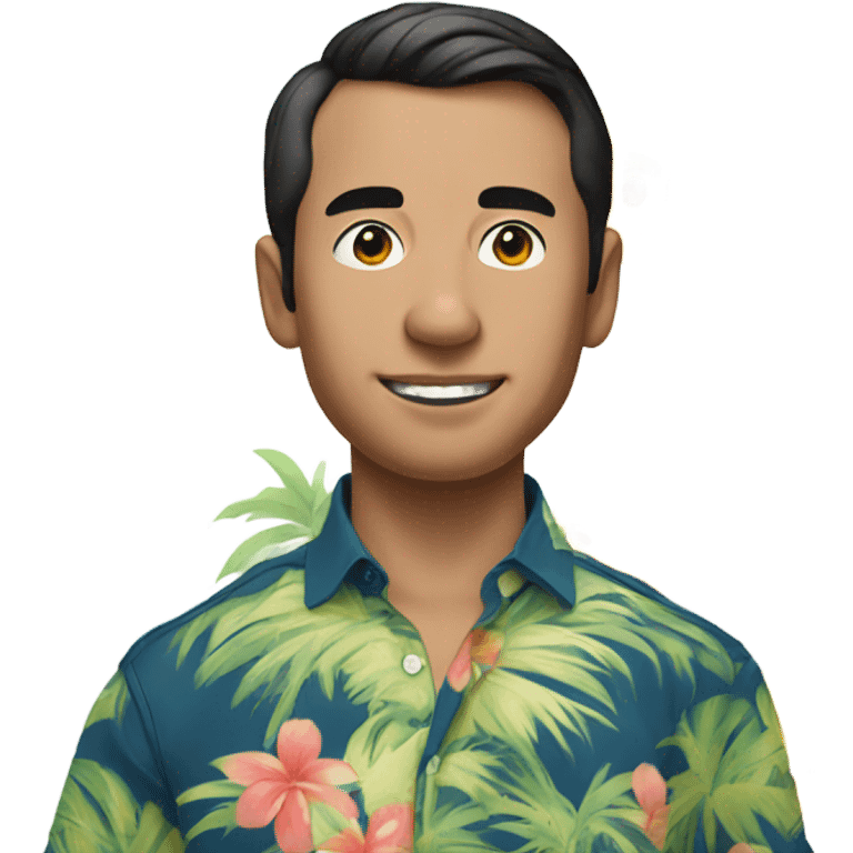 macron hawaian shirt, Asian young man emoji