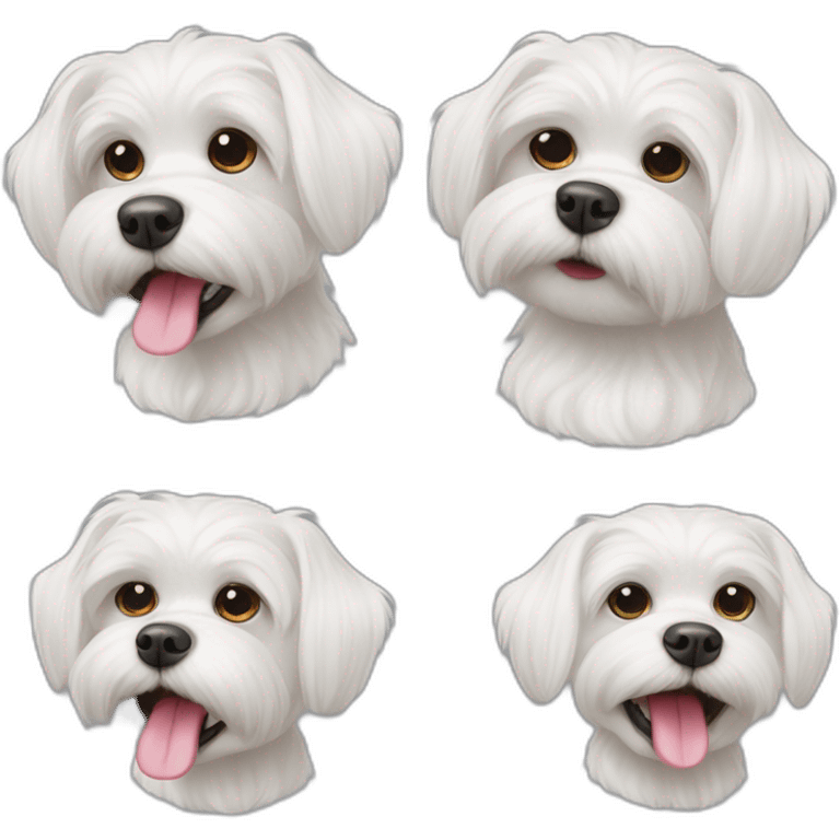 Maltese dog with aborter hair and litte bit og tongue stigning out emoji