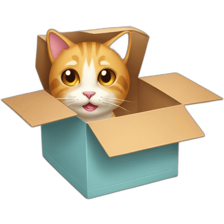 Cat inside cartoon box emoji