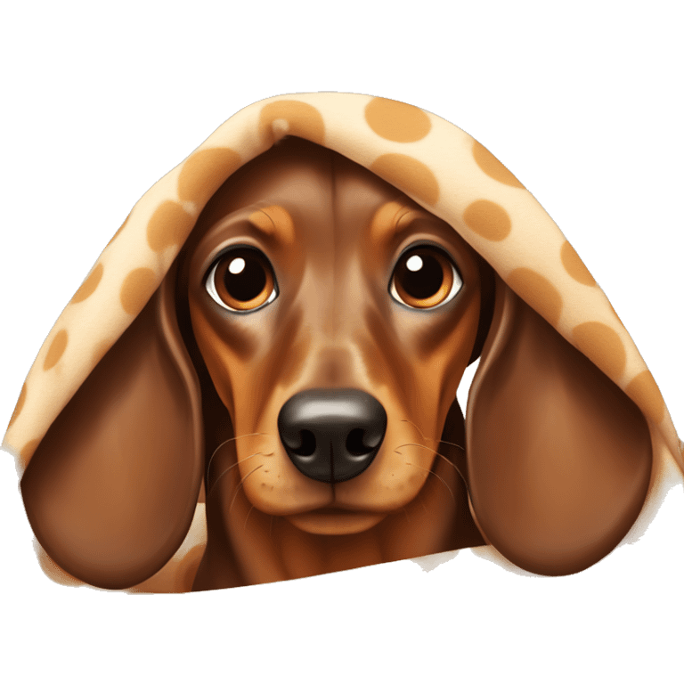 Dachshund brown dog with spots under blanket emoji