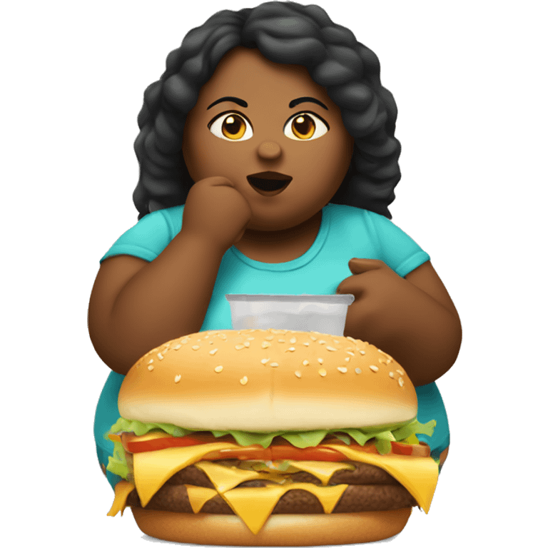 a fat girl eating a big mac emoji