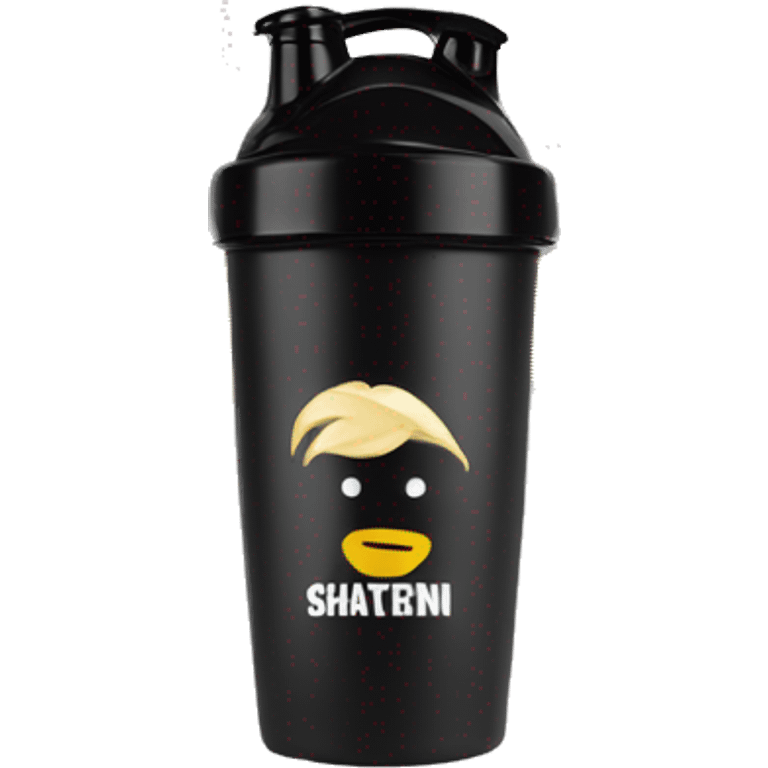 Gym shaker clear shaker black lid with myprotein tex down the size, emoji