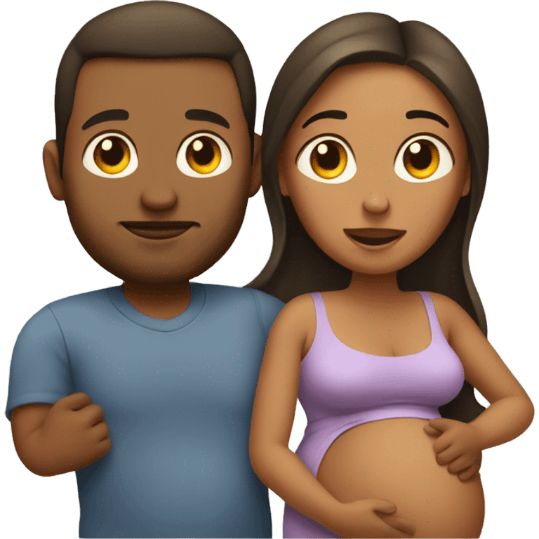 A pregnant woman with her husband  emoji