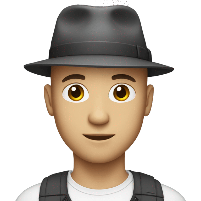 bald dark haired guy in a hat emoji