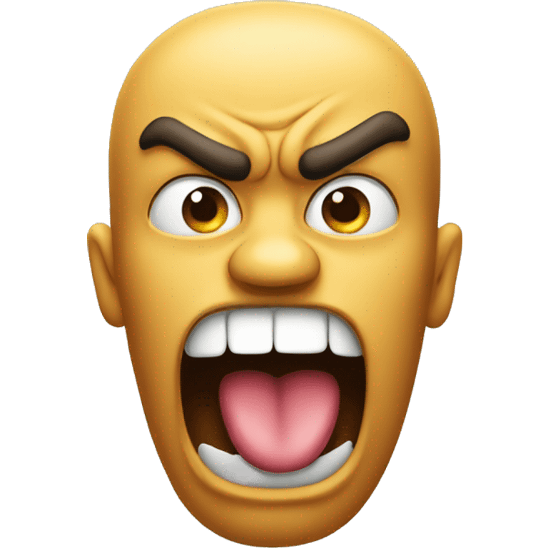 An angry emoji that sticks out your tongue emoji