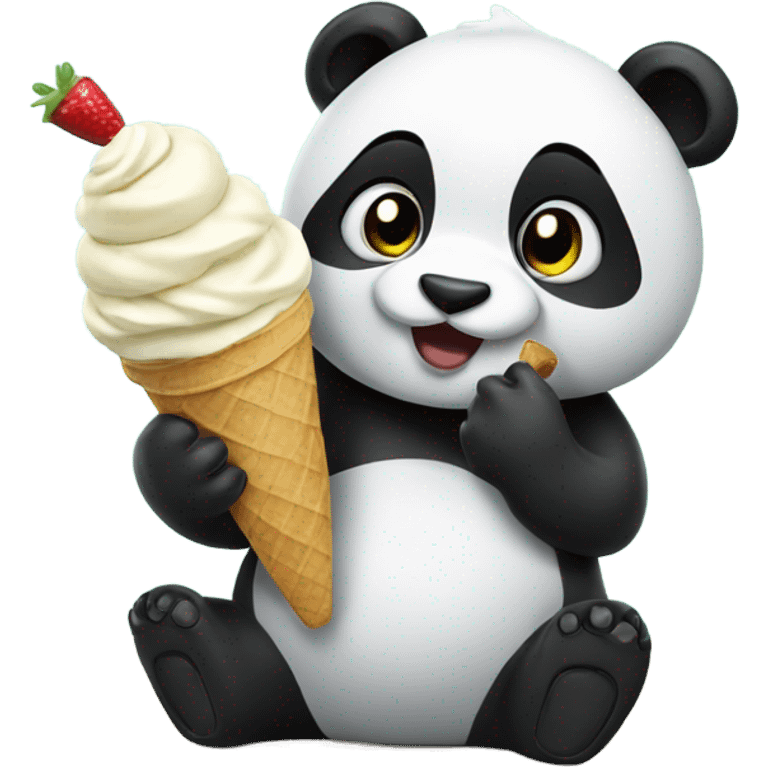 Panda eating ice cream emoji