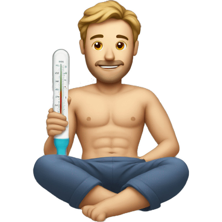 Man in bed with a thermometer emoji