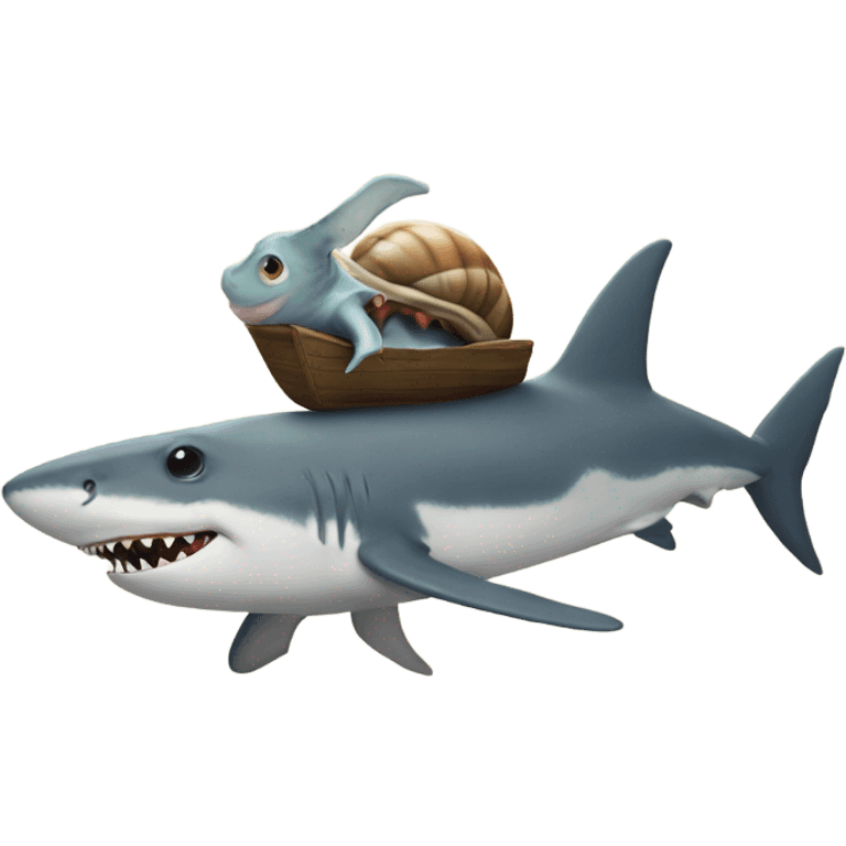 snail riding a shark emoji