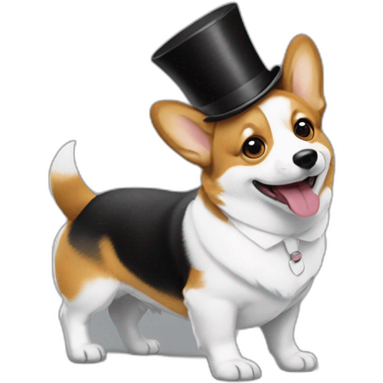 Corgi dressed as the monopoly guy emoji