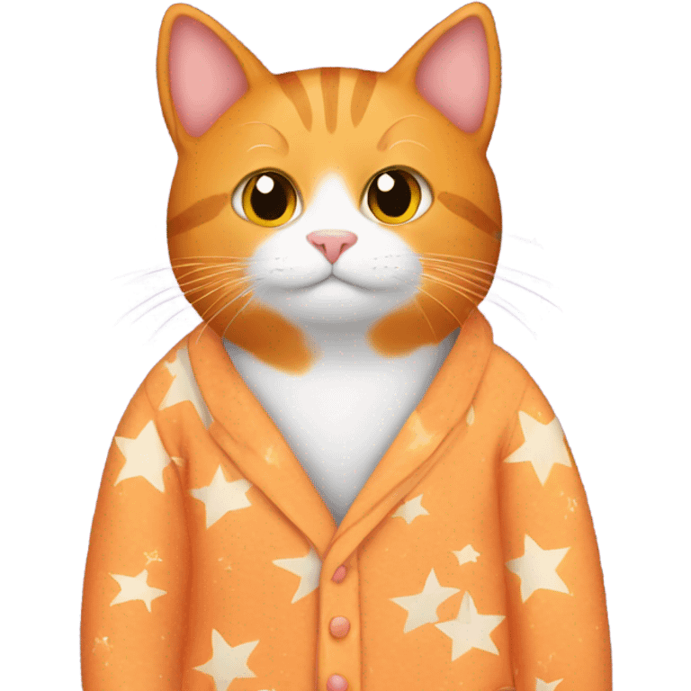 Orange cat in pajamas with stars emoji