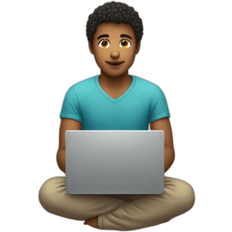 Young man behind a laptopthe baloclave emoji