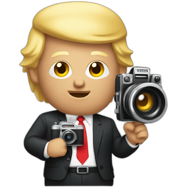 Trump holding a camera emoji