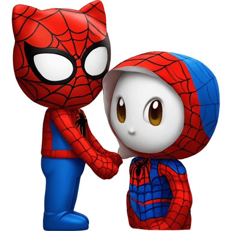 Hello kitty and spiderman kissing emoji