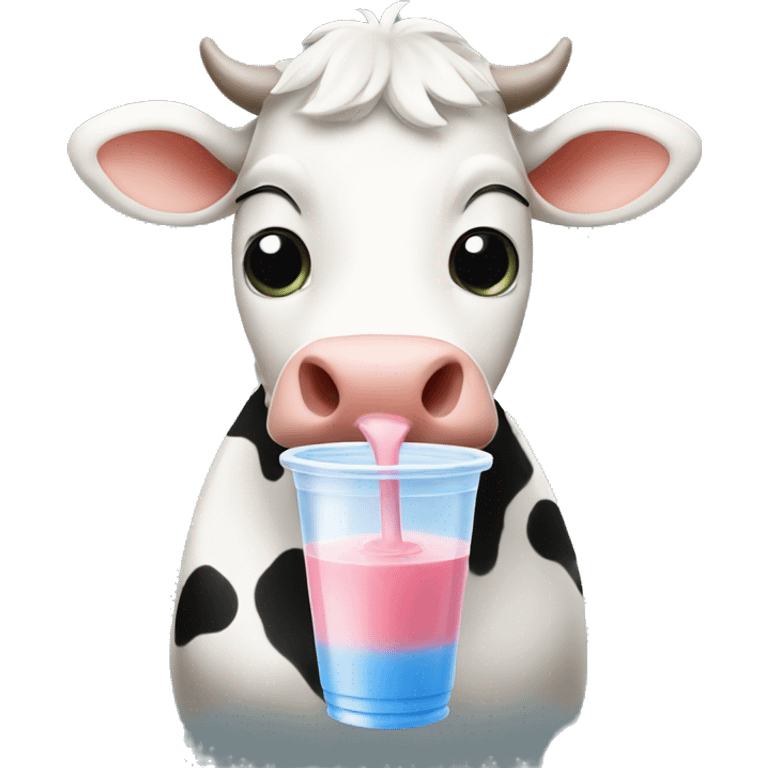 Cow drinking boba emoji