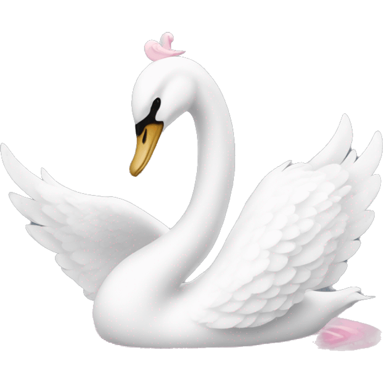 White and pink swan  emoji