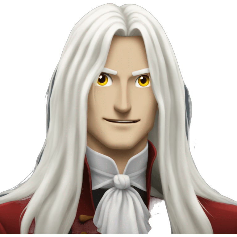 Alucard with long white hair emoji