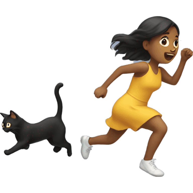 Girl chasing cat  emoji