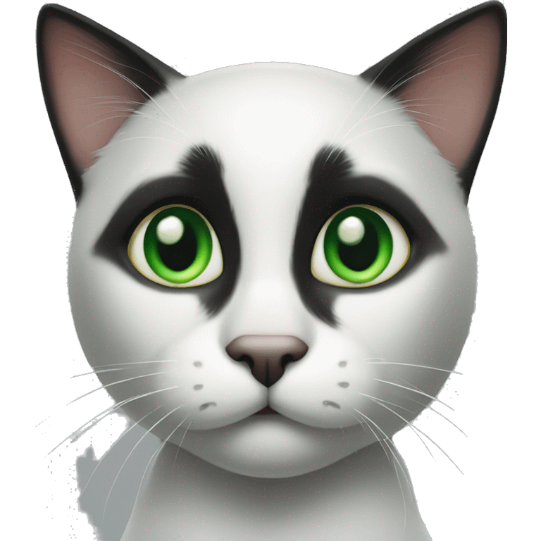 Black cat with green eyes and white dot on neck  emoji