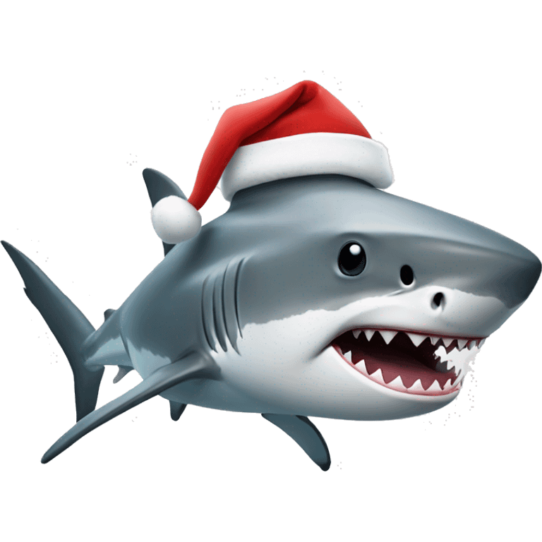 white shark with a Santa hat emoji