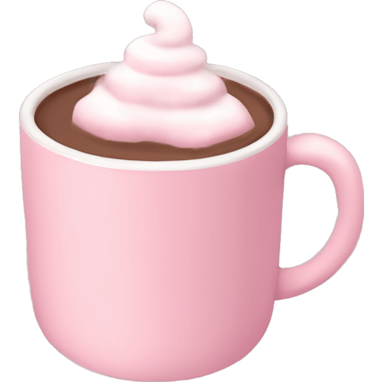 Aesthetic hot chocolate in light pink cup marshmallow  emoji