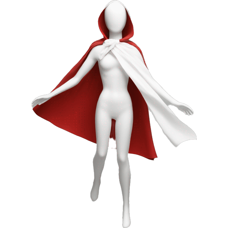 faceless white mannequin flying red cape emoji