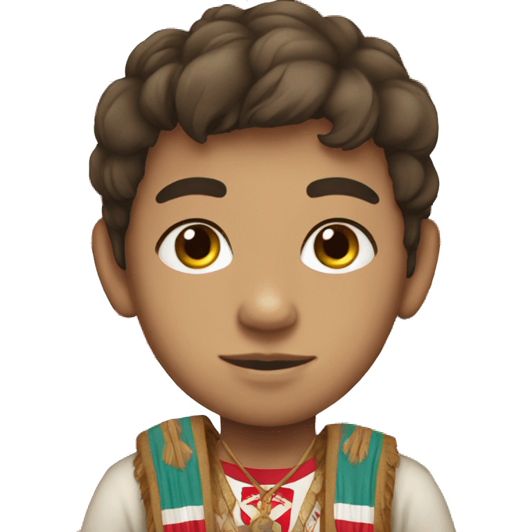 Peruvian boy wearing a Peruvian flag, white skin emoji