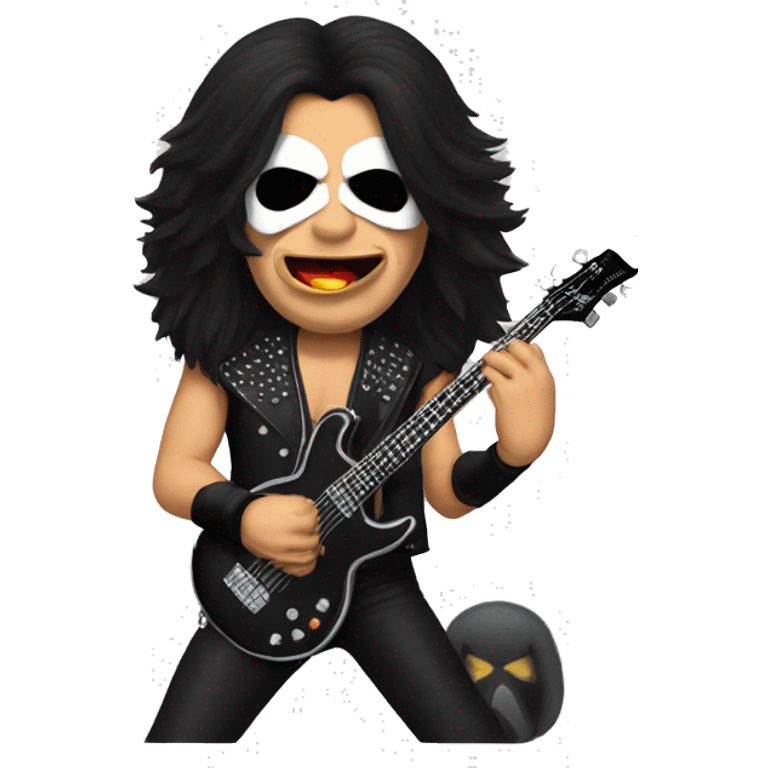 gene simmons with kiss makeup and playing the bass emoji