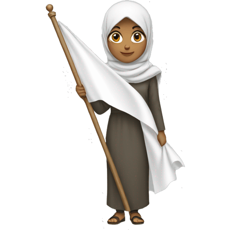 Hijabi girl holding white flag emoji