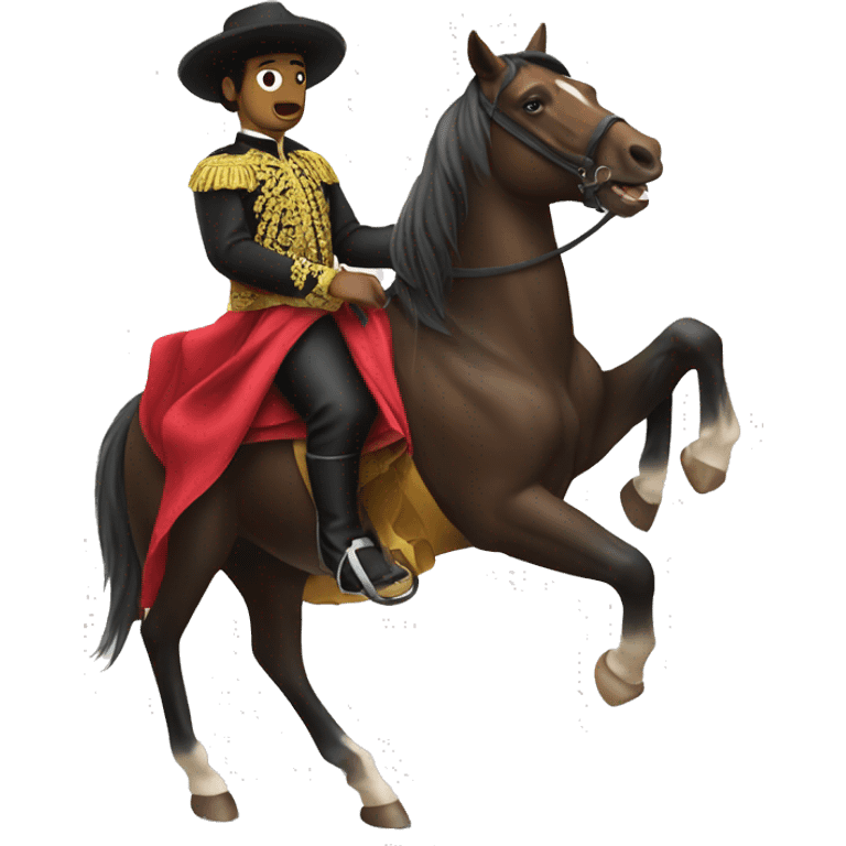 A matador wearing a hat on a horse emoji