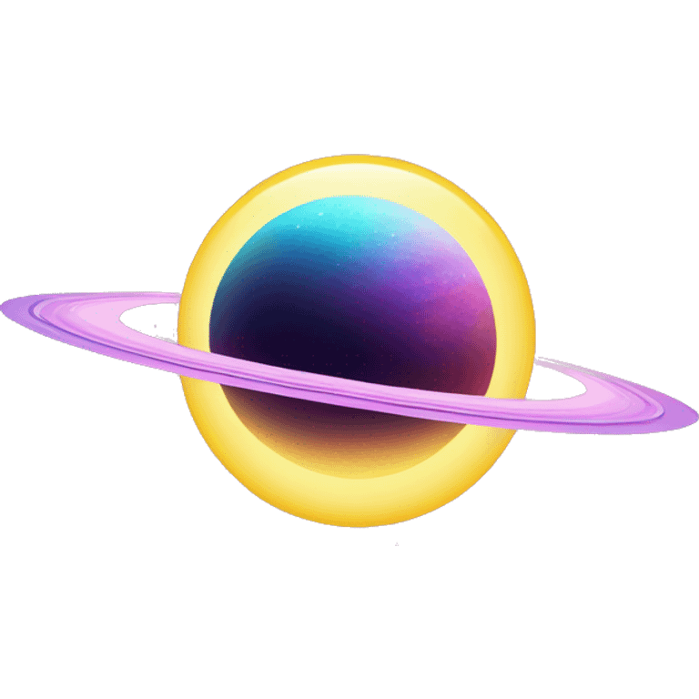 sparkly glittery blue purple and pink gradient planet with a yellow cheesy saturn ring emoji