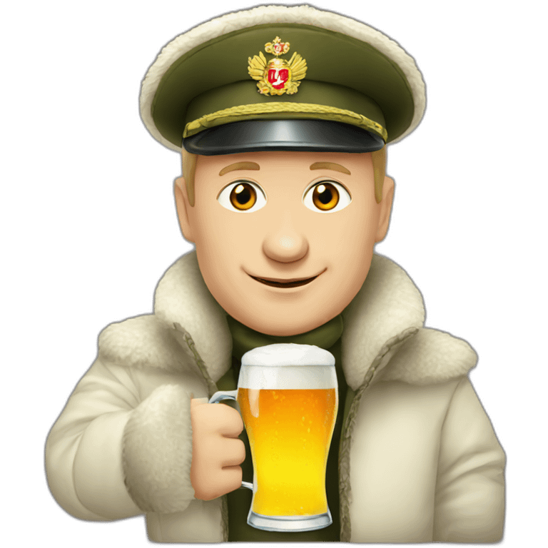 Putin with beer in ushanka emoji