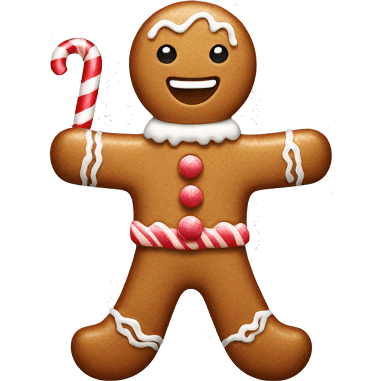 gingerbread man with candy cane  emoji