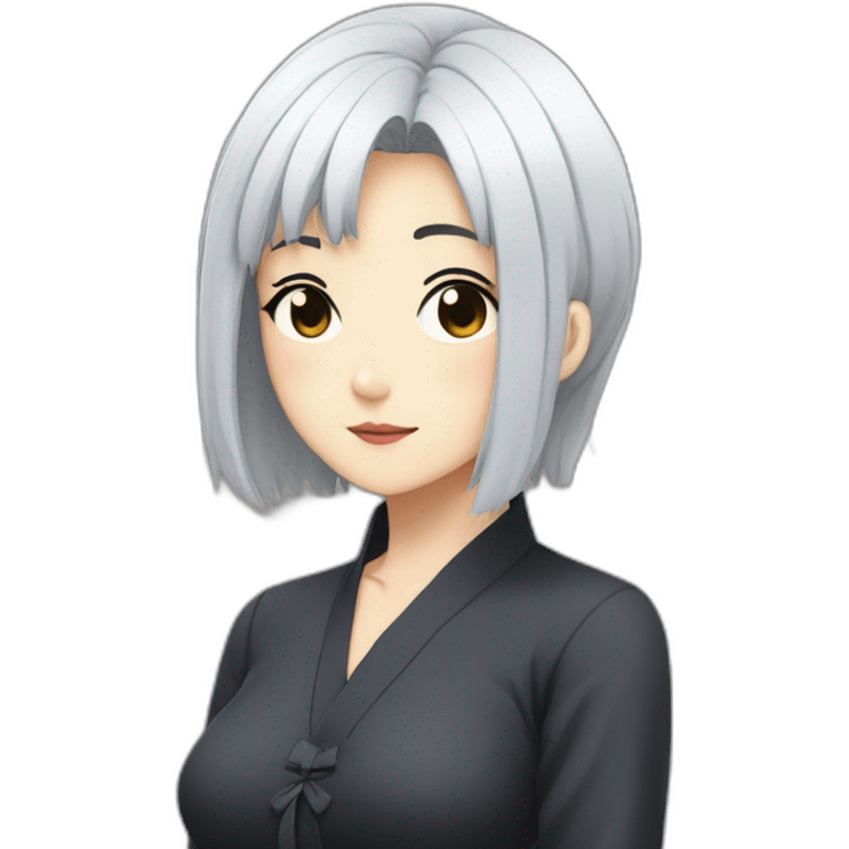 Nana Ōsaki in Anime with a gothic style, short black hair emoji